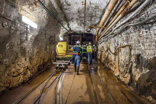 At 4,850 underground at the former gold mine, researchers and staff board the shaft elevator to return to the surface at the Sanford Underground Research Facility in Lead, South Dakota.